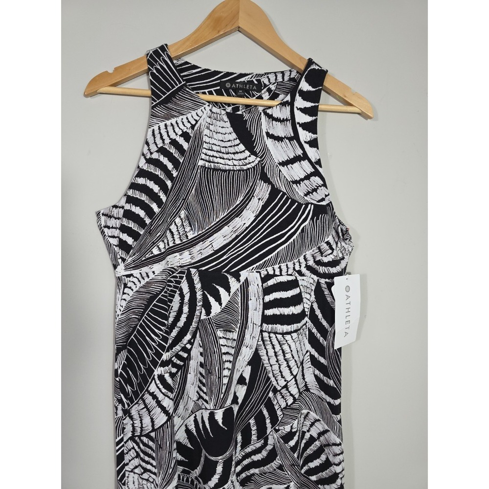 Athleta Santorini Dress Medium Black White Print Stretch Sleeveless UPF - Picture 4 of 9